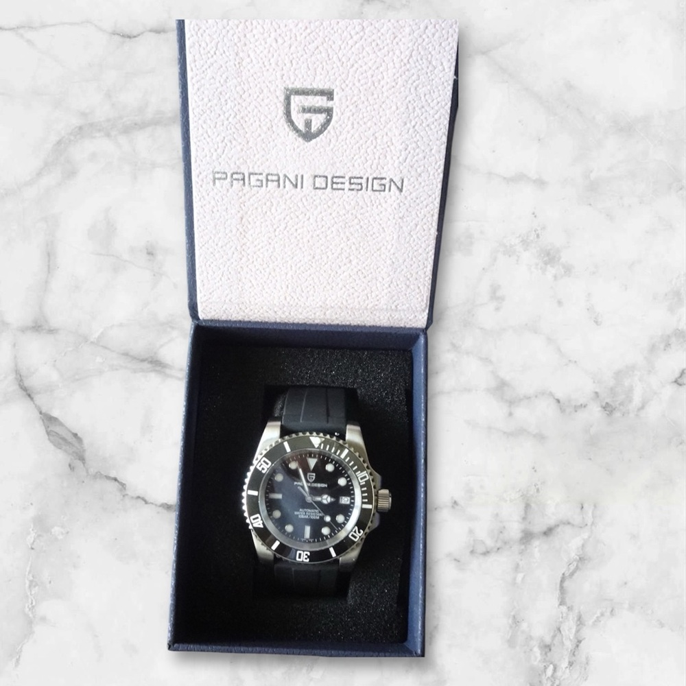 Preowned Pagani Design 40mm Watch, Rubber Strap, New Stainless Bracelet